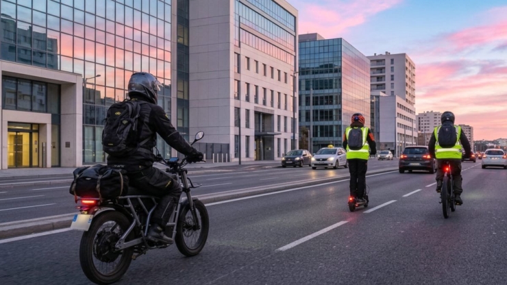 Riders y otros profesionales deberán circular con chaleco reflectante en motos, bicicletas y VMP
